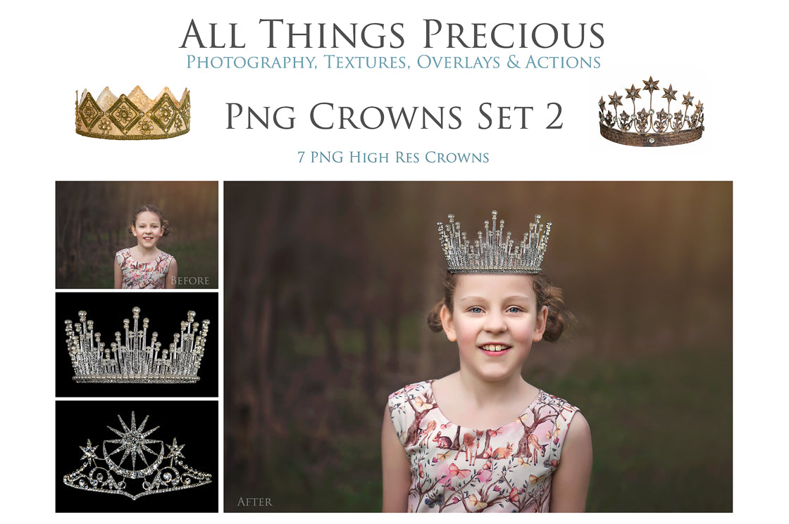 Png high resolution overlays for fine art photography, digital scrapbooking. 6 Crown overlays, tiara clipart, photo overlay by  ATP textures.